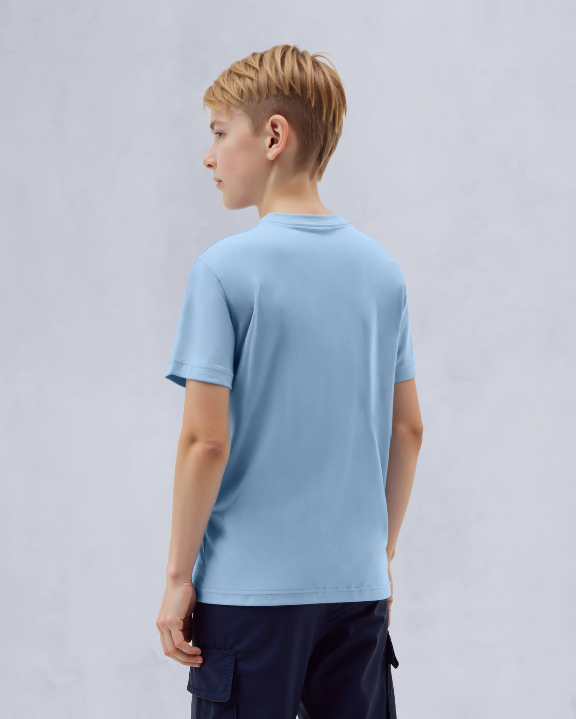 Moose Knuckles Kids Kids Unisex Augustine T-Shirt SEA W/NAVY M15UT781 Detail5