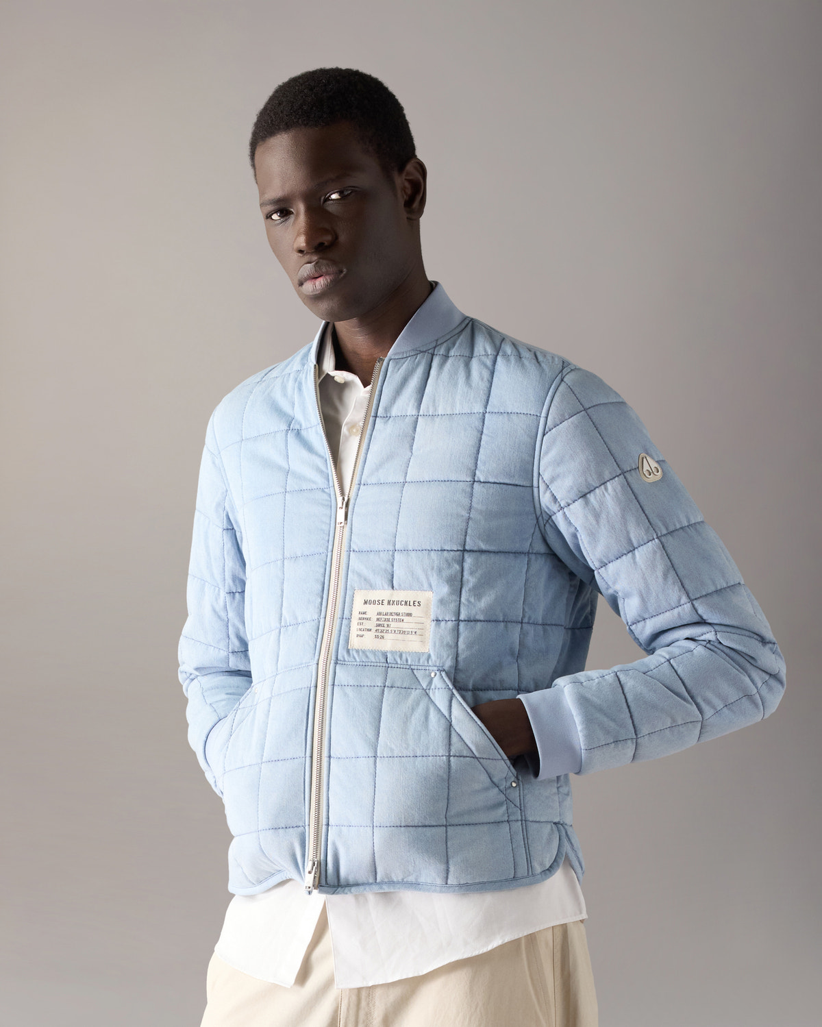 Moose Knuckles - M16MJ156H1 - Transit Liner Denim Bomber Jacket  - MENS -  - Front