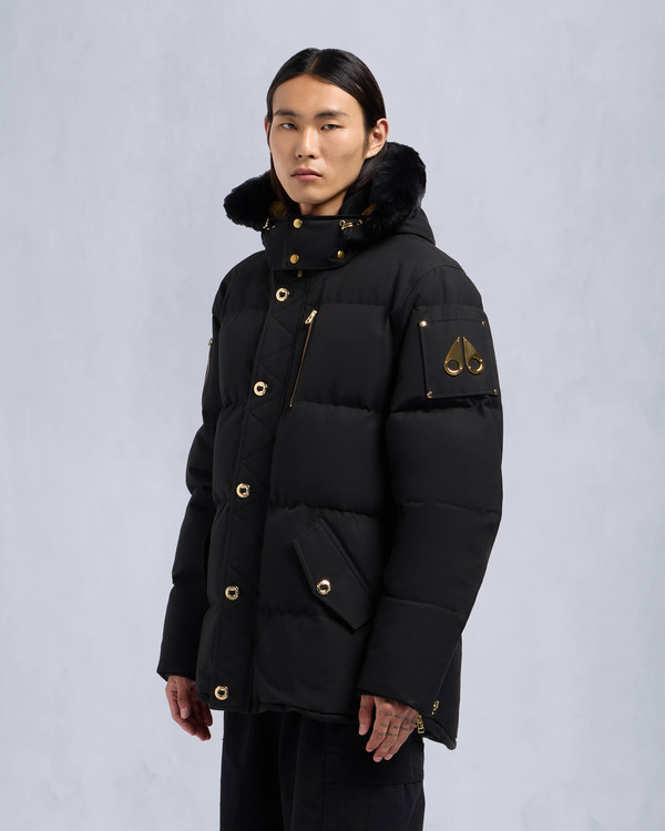 Moose Knuckles - M32MJ128GS - Gold Series Shearling 3Q Jacket - MENS - Black / Black Shearling - Front