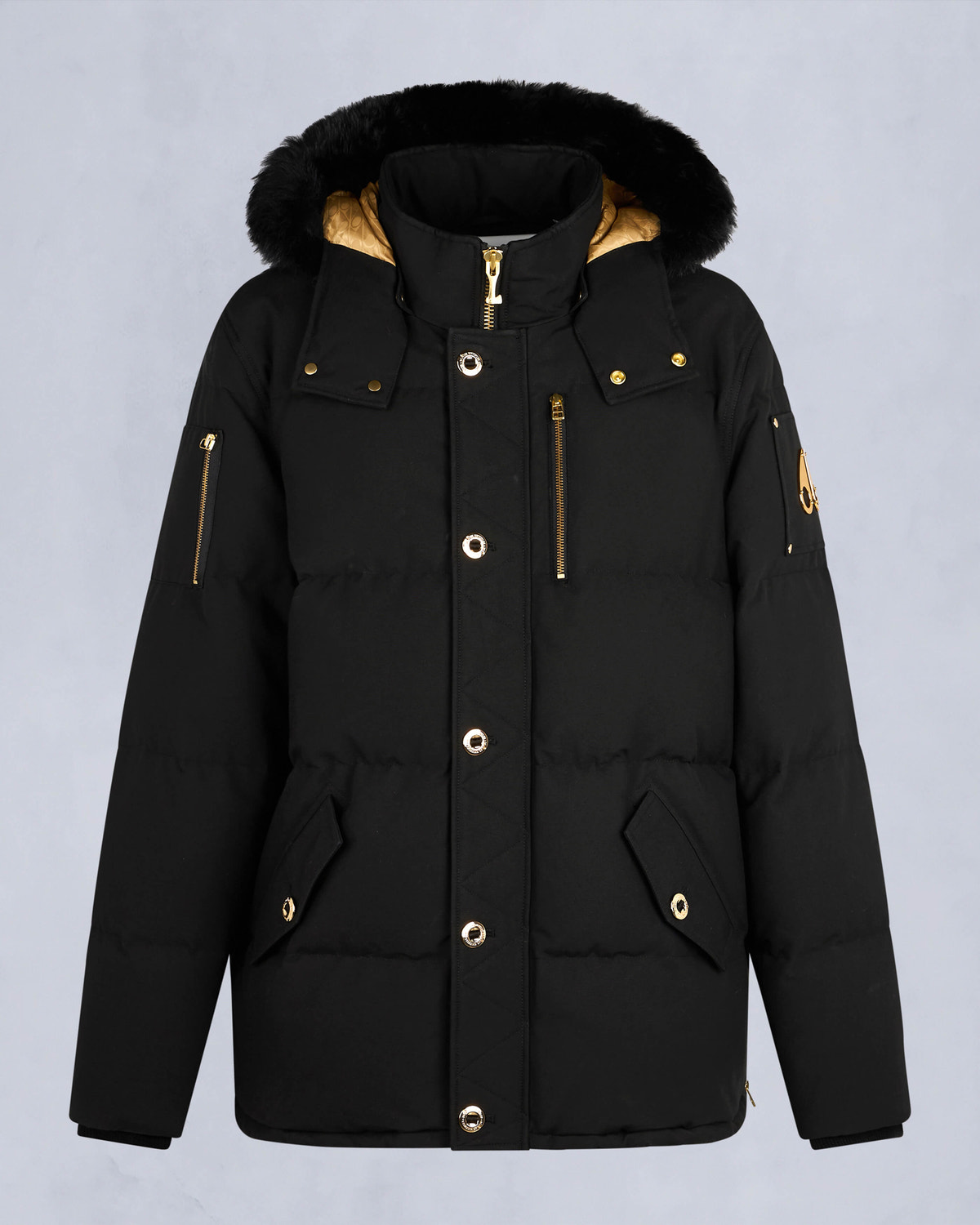 Moose Knuckles - M32MJ128GS - Gold Series Shearling 3Q Jacket - MENS - Black / Black Shearling - GM