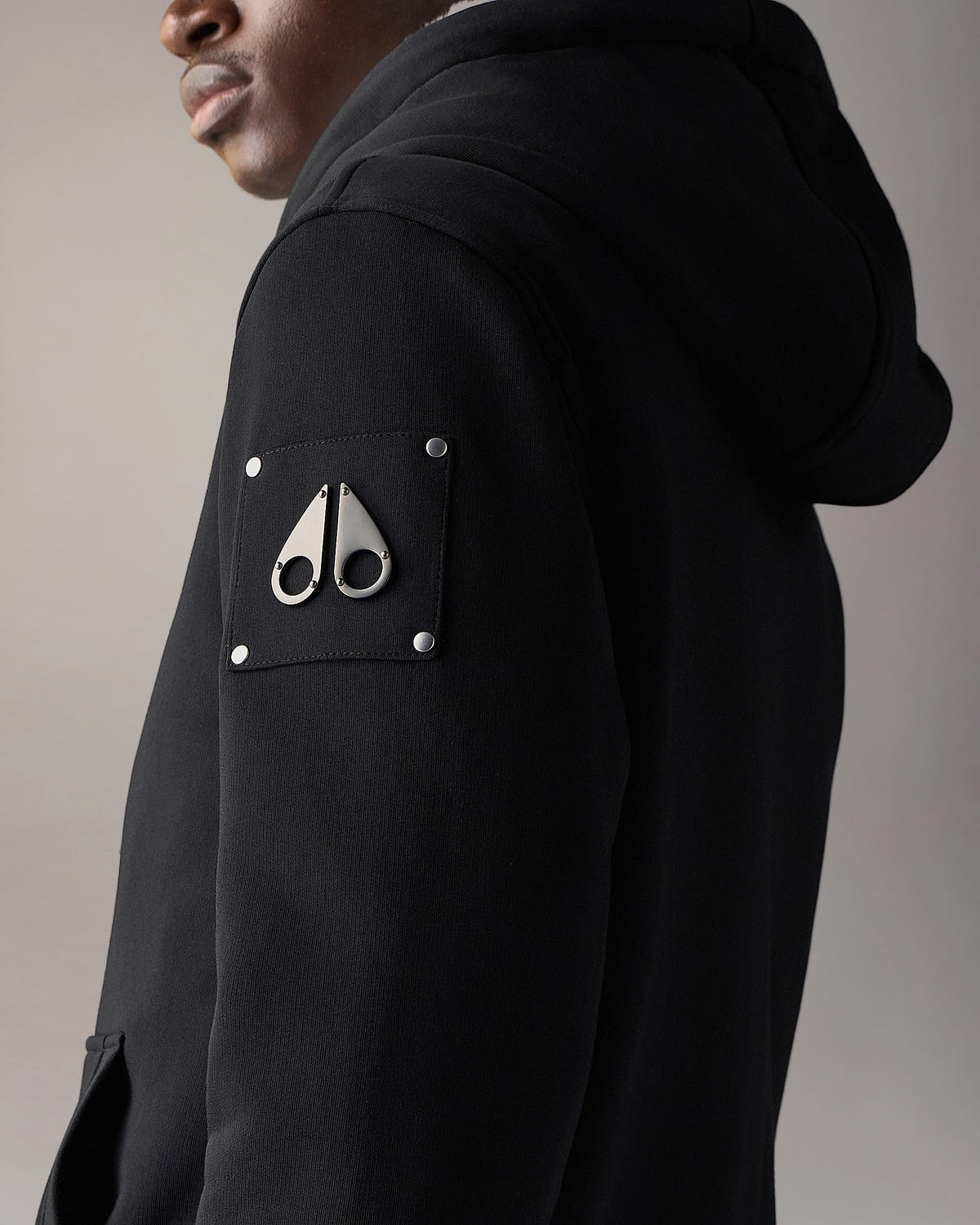 Moose Knuckles - M32MS600 - Classic Bunny Hoodie - MENS - Black / White Faux Fur - Detail1
