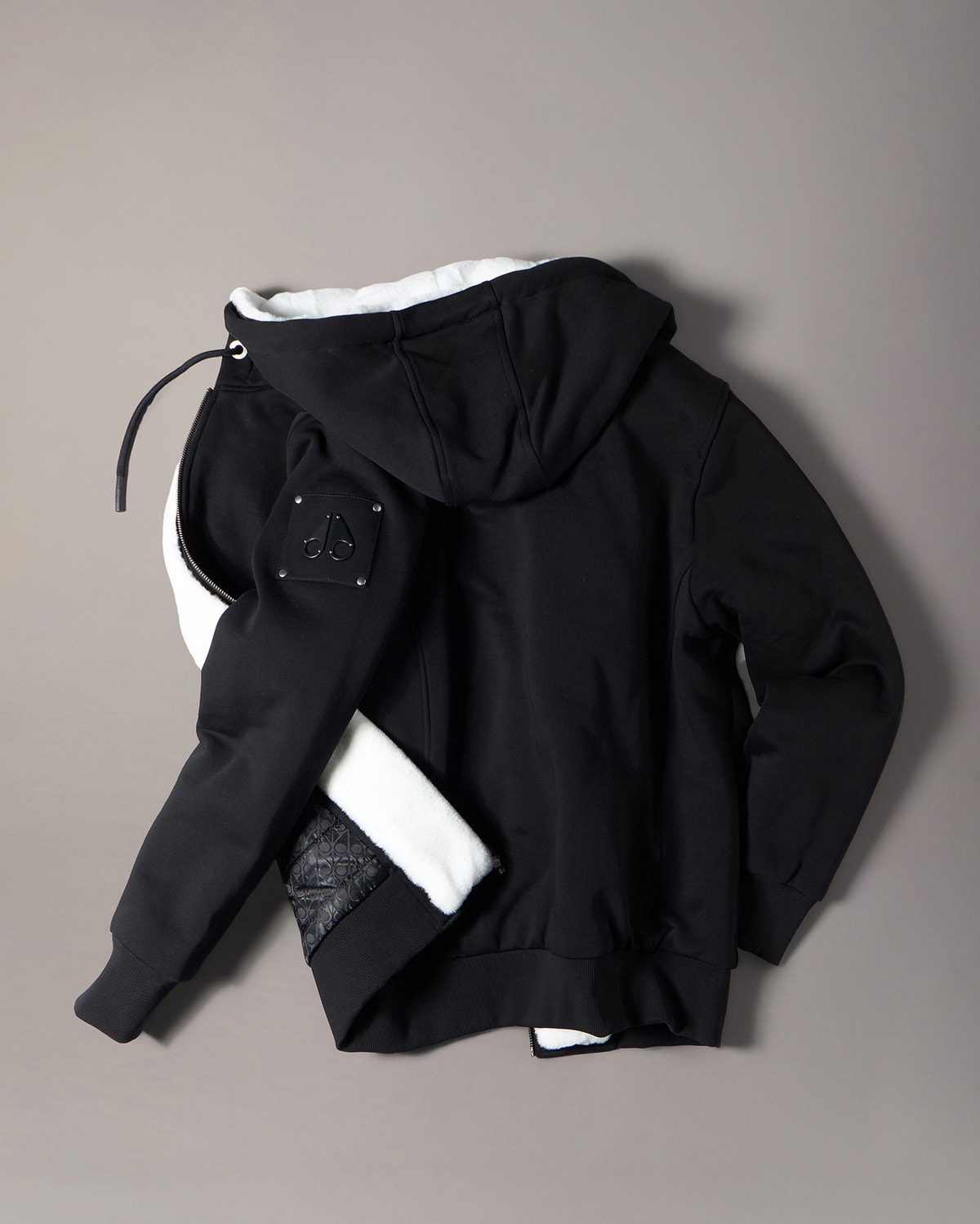Moose Knuckles - M32MS600 - Classic Bunny Hoodie - MENS - Black / White Faux Fur - Detail10