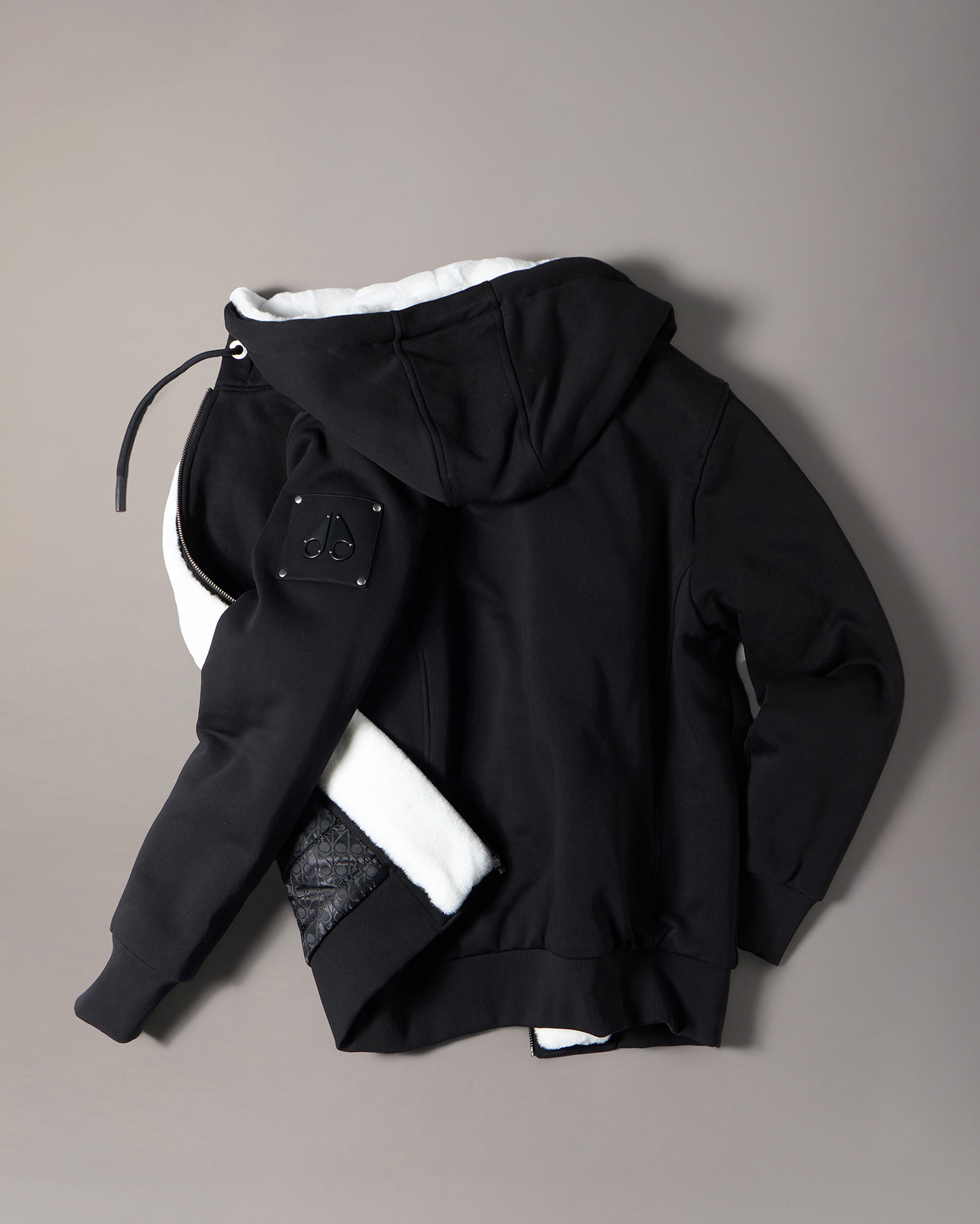 Moose Knuckles - M32MS600 - Classic Bunny Hoodie - MENS - Black / White Faux Fur - Detail10