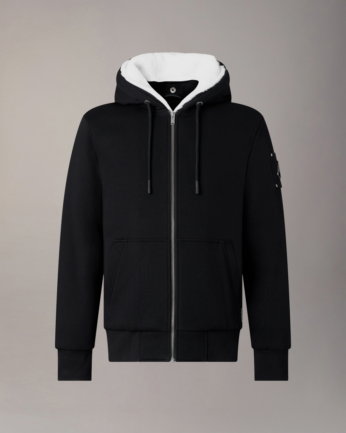 Moose Knuckles - M32MS600 - Classic Bunny Hoodie - MENS - Black / White Faux Fur - Detail8