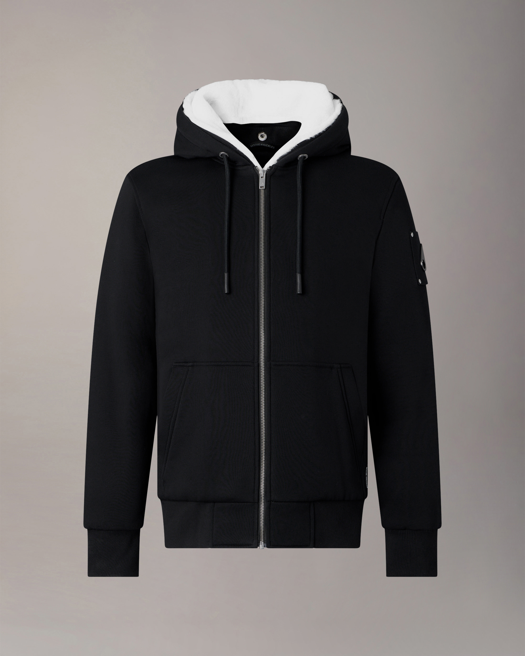 Moose Knuckles - M32MS600 - Classic Bunny Hoodie - MENS - Black / White Faux Fur - Detail8