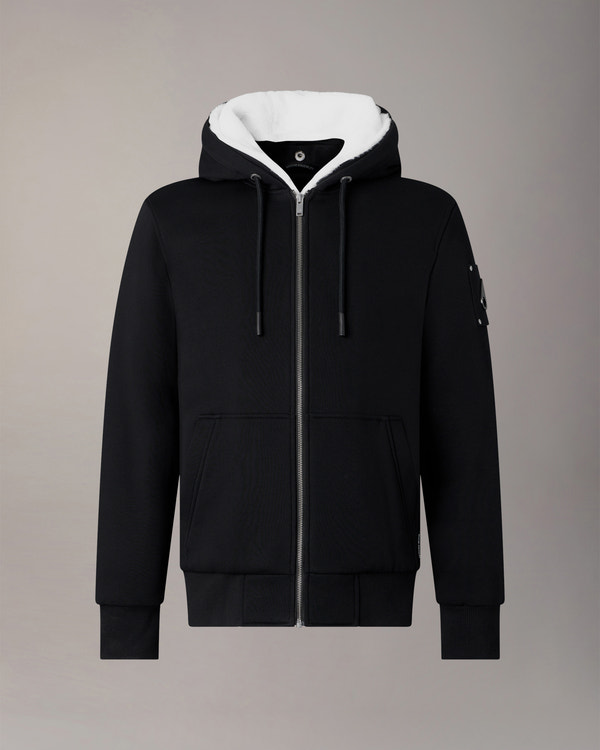 Moose Knuckles - M32MS600 - Classic Bunny Hoodie - MENS - Black / White Faux Fur - Detail8