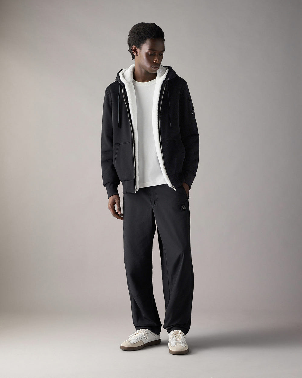Moose Knuckles - M32MS600 - Classic Bunny Hoodie - MENS - Black / White Faux Fur - Front