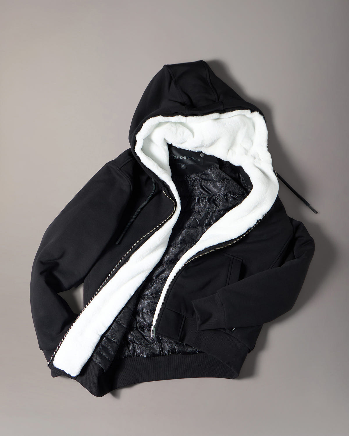 Moose Knuckles - M32MS600 - Classic Bunny Hoodie - MENS - Black / White Faux Fur - GM
