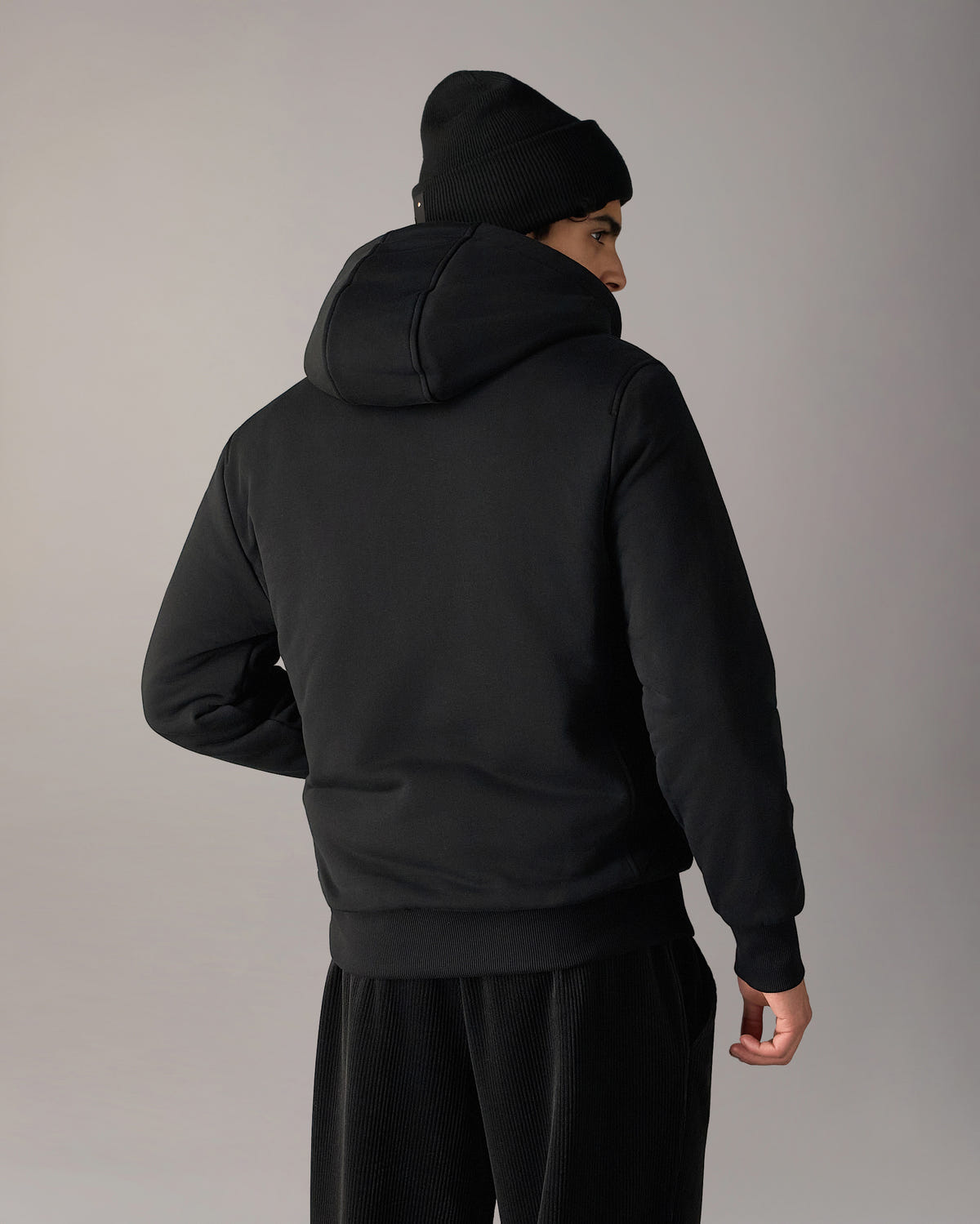 Moose Knuckles - M32MS600G - Gold Series Classic Bunny Hoodie - MENS - Black / Black Faux Fur - Back