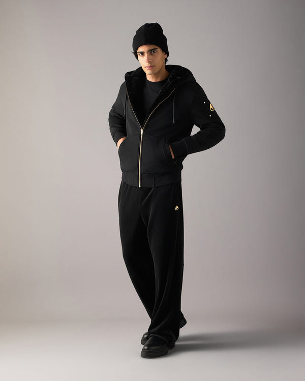 Moose Knuckles - M32MS600G - Gold Series Classic Bunny Hoodie - MENS - Black / Black Faux Fur - Front