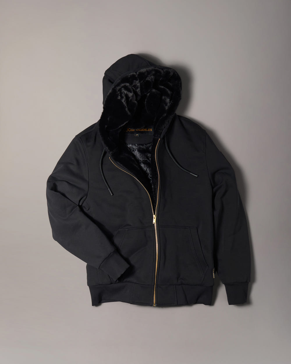 Moose Knuckles - M32MS600G - Gold Series Classic Bunny Hoodie - MENS - Black / Black Faux Fur - GM