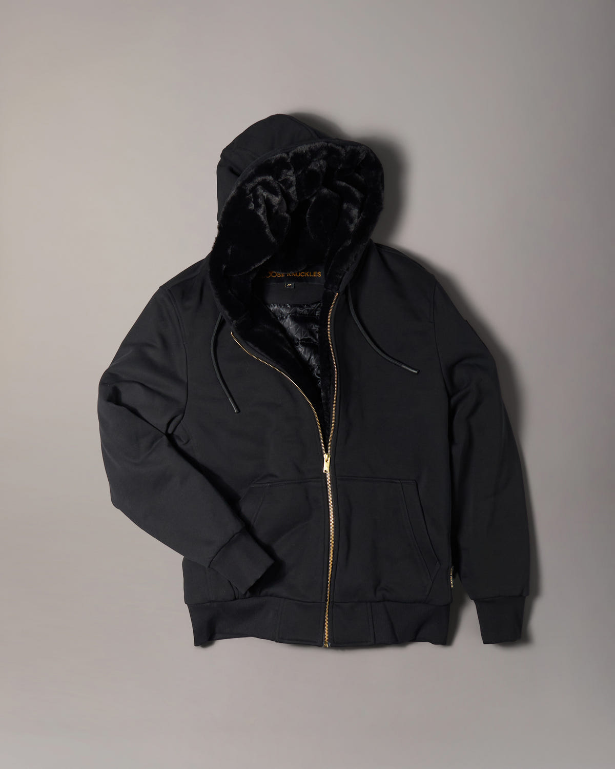 Moose Knuckles - M32MS600G - Gold Series Classic Bunny Hoodie - MENS - Black / Black Faux Fur - GM