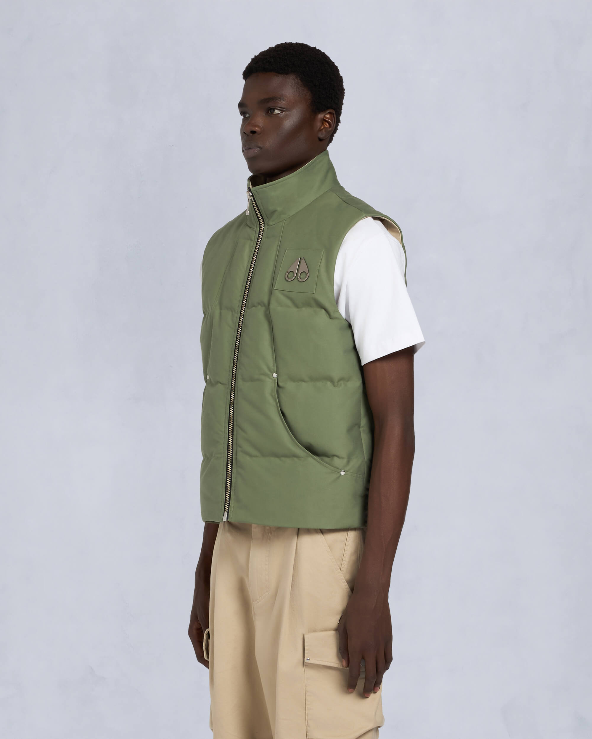 Moose Knuckles Mens Montreal Tonal Vest  KELP W/TANNED M32MV474H1 Front