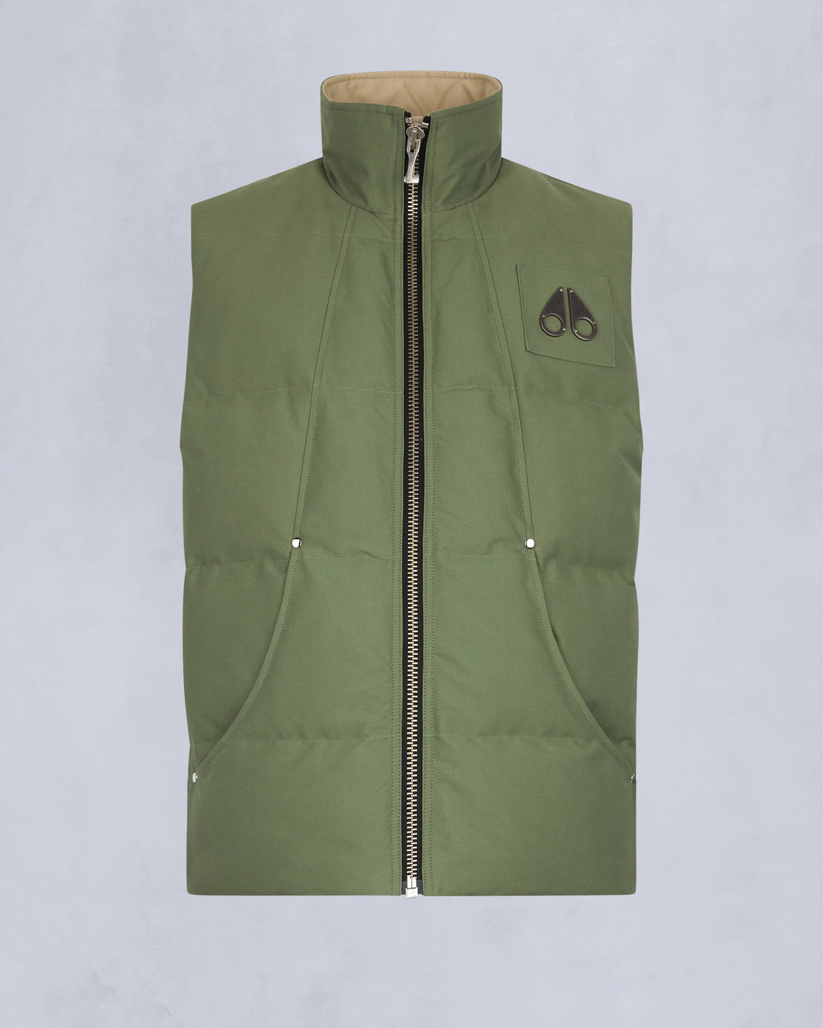 Moose Knuckles Mens Montreal Tonal Vest  KELP W/TANNED M32MV474H1 - GM