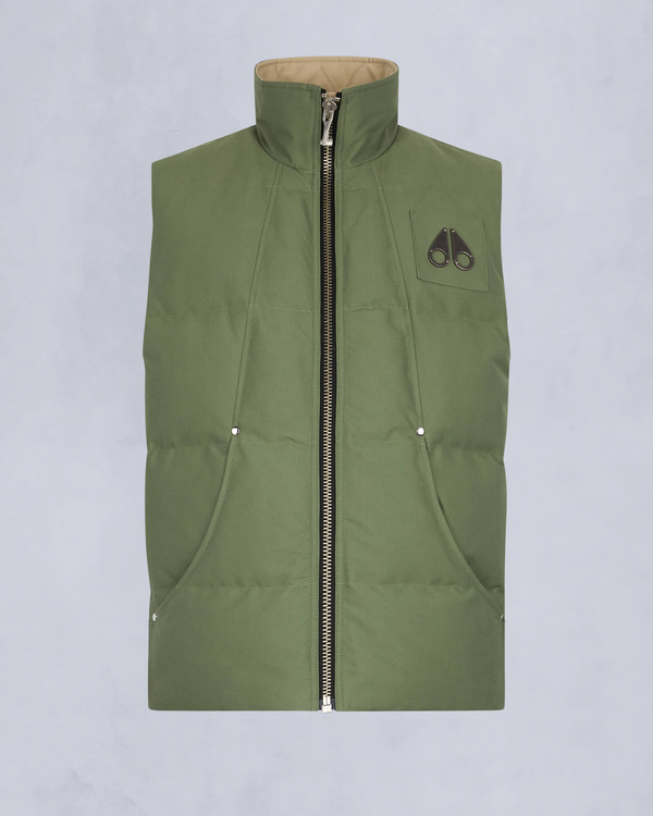 Moose Knuckles Mens Montreal Tonal Vest  KELP W/TANNED M32MV474H1 - GM