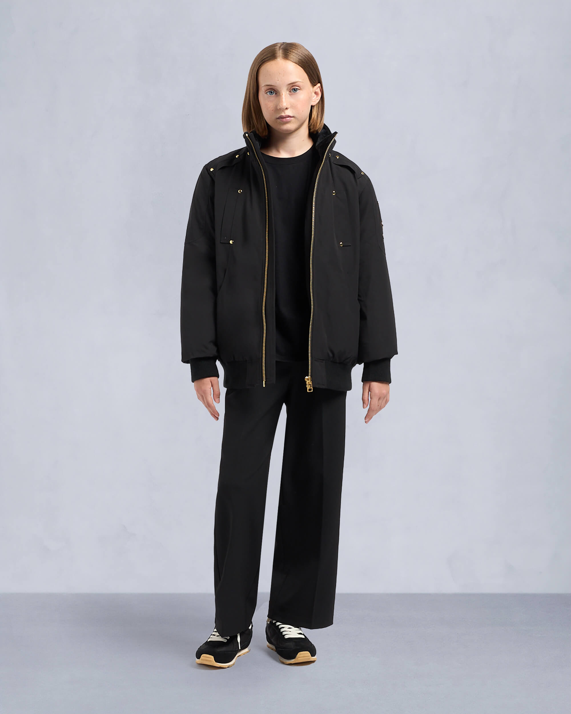 Moose Knuckles - M32UB035GS - Kids  Unisex Gold Series Bomber Jacket - KIDS - Black / Black Shearling - Detail3
