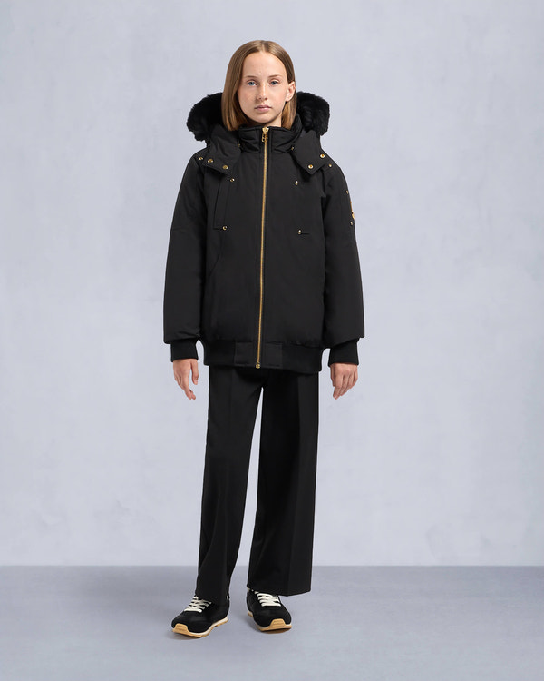 Moose Knuckles - M32UB035GS - Kids  Unisex Gold Series Bomber Jacket - KIDS - Black / Black Shearling - Front Category