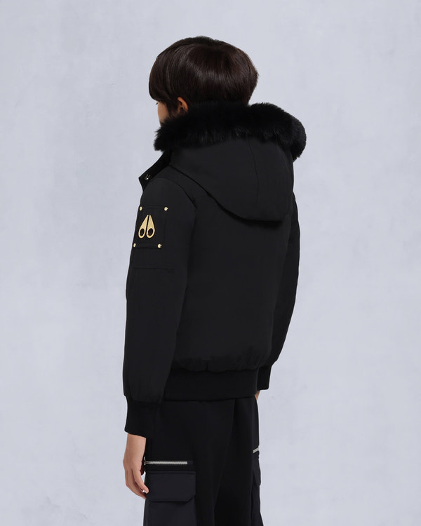 Moose Knuckles - M32UB035S - Kids Unisex Original Shearling Trim Bomber  - KIDS - Black / Natural Shearling - Back