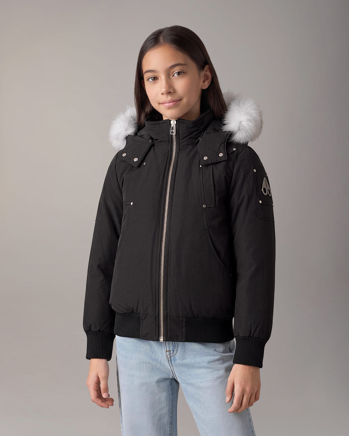 Moose Knuckles - M32UB035S - Kids Original Down Bomber Jacket - KIDS - Black / Natural Shearling - Detail1
