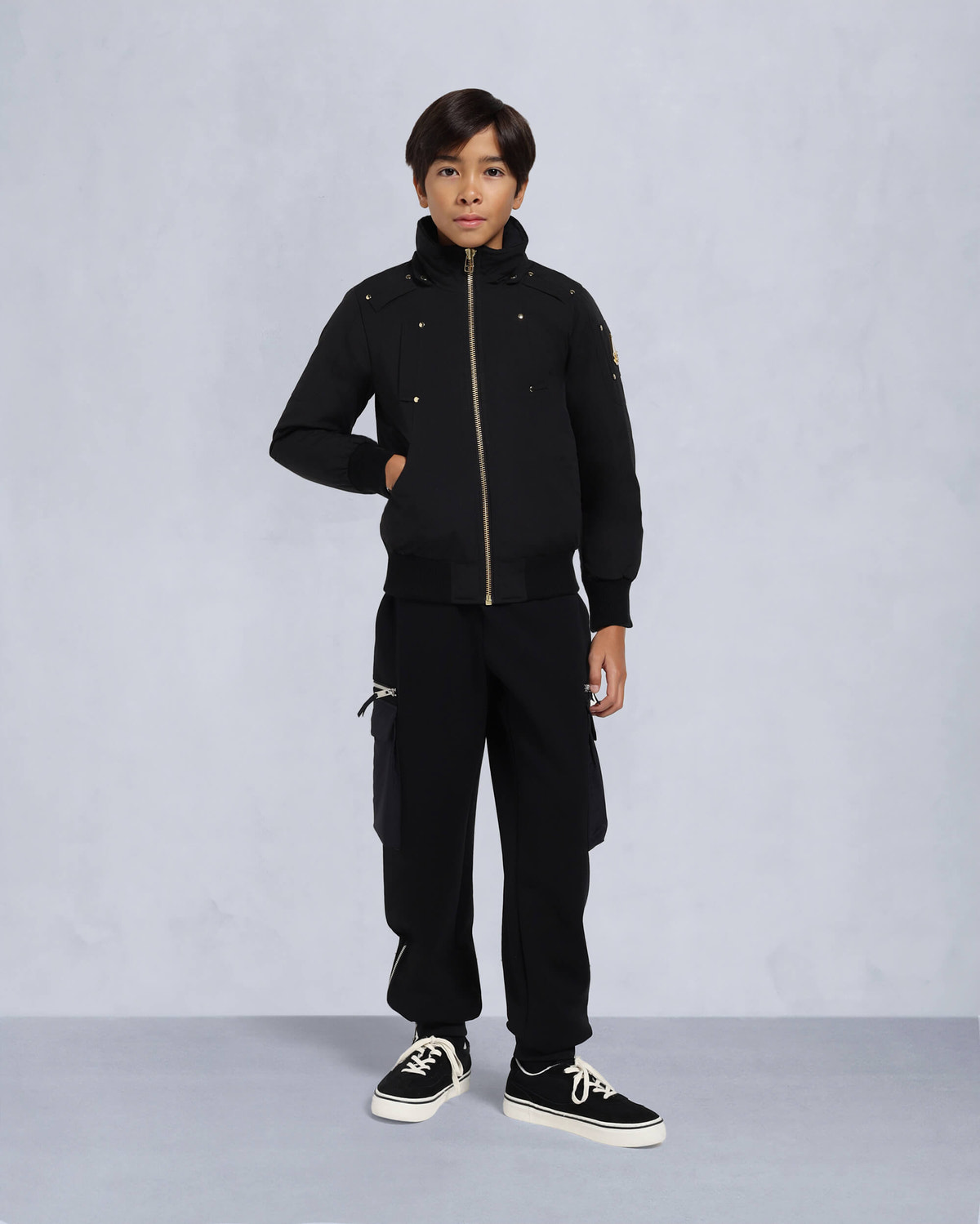 Moose Knuckles - M32UB035S - Kids Unisex Original Shearling Trim Bomber  - KIDS - Black / Natural Shearling - Detail3