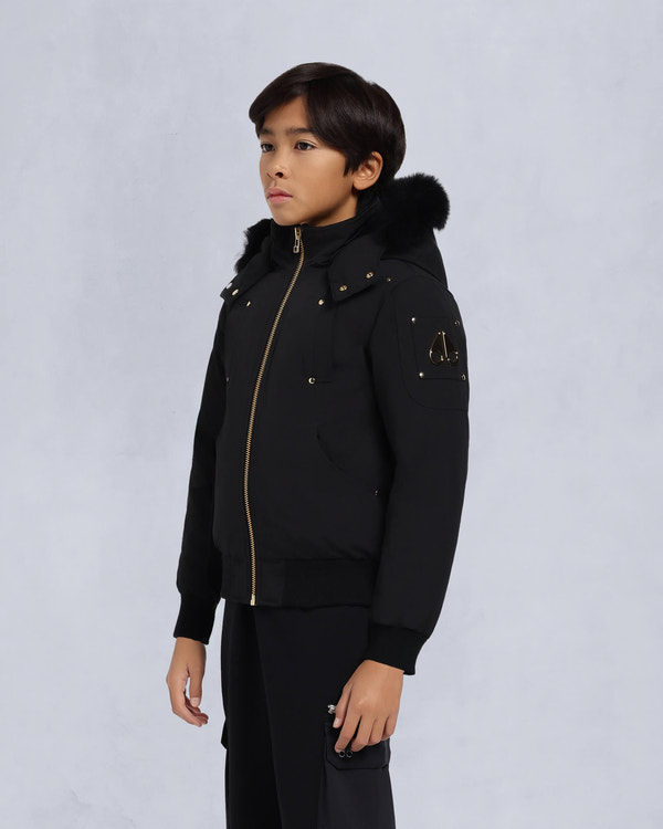 Moose Knuckles - M32UB035S - Kids Unisex Original Shearling Trim Bomber  - KIDS - Black / Natural Shearling - Front