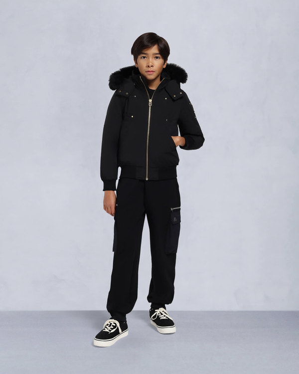 Moose Knuckles - M32UB035S - Kids Unisex Original Bomber  - KIDS - Black / Natural Shearling - Front Category