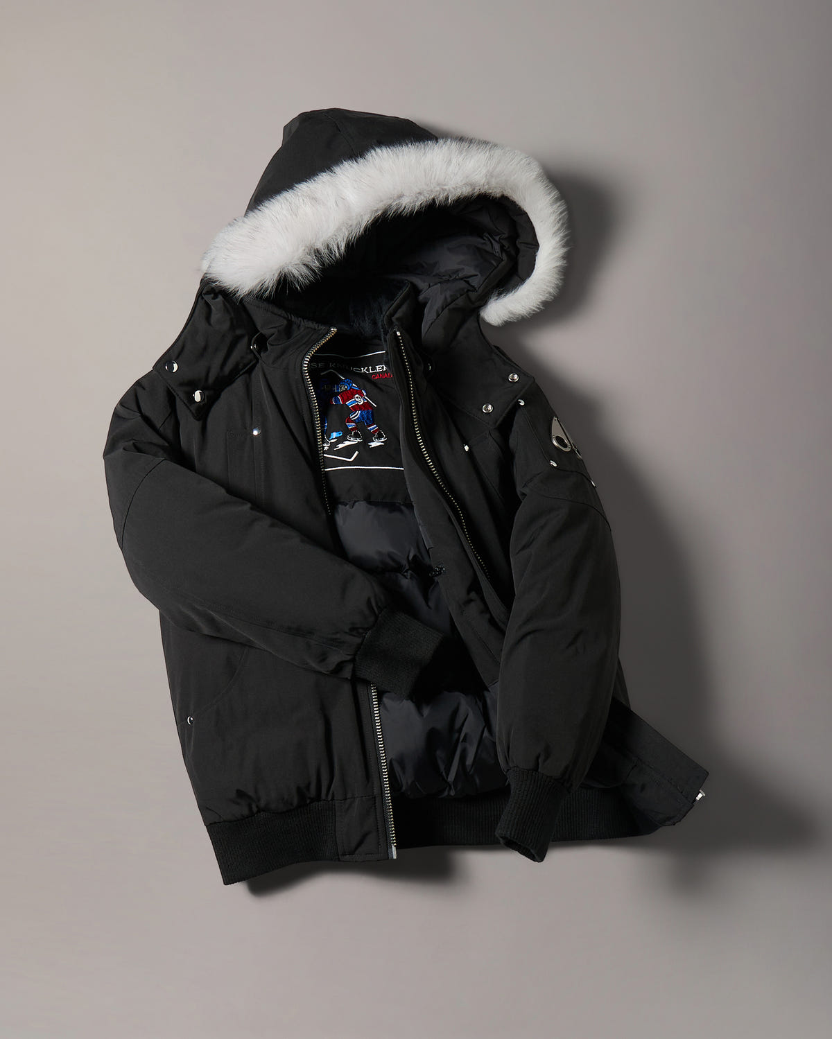Moose Knuckles - M32UB035S - Kids Original Down Bomber Jacket - KIDS - Black / Natural Shearling - GM
