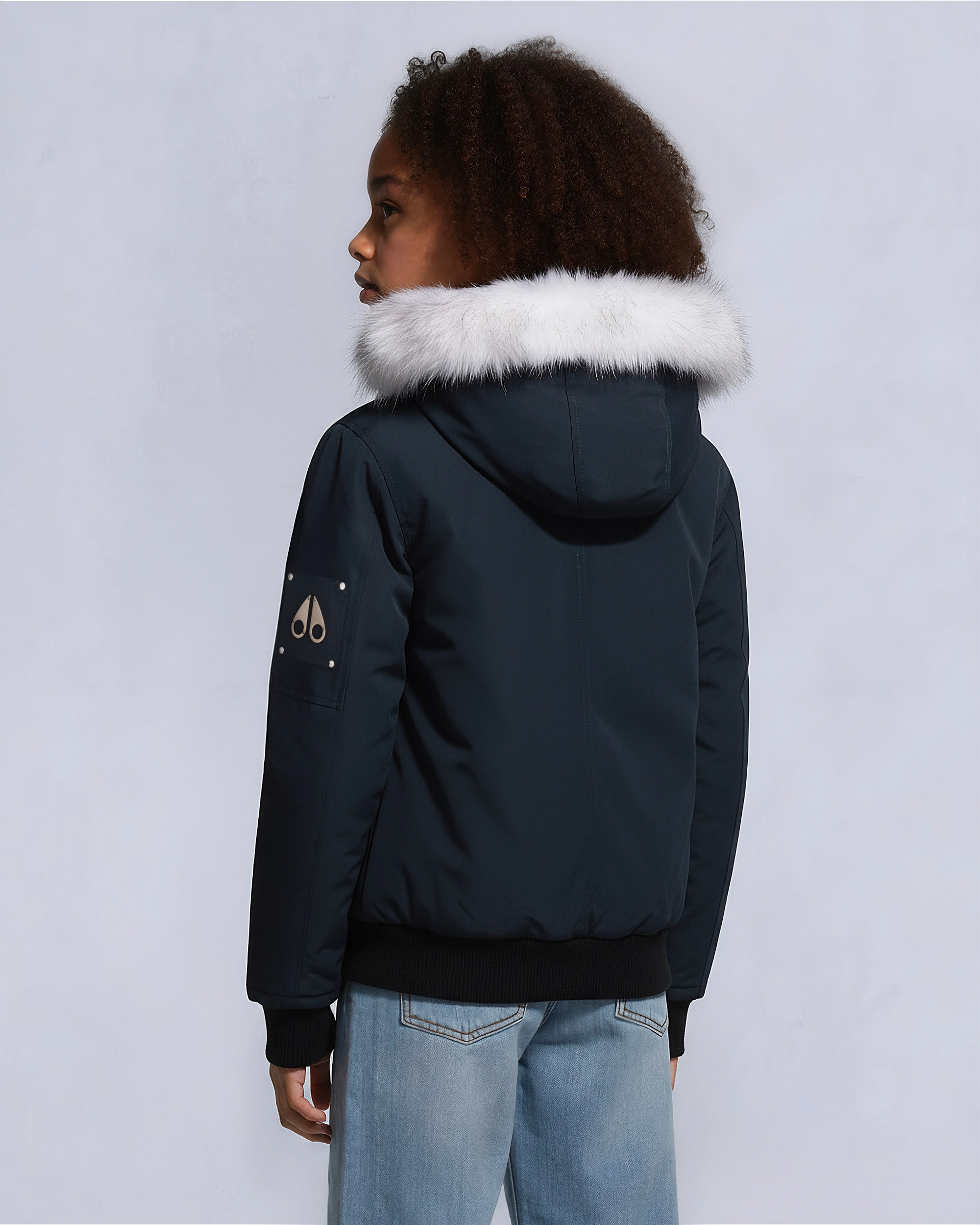 Moose Knuckles - M32UB035S - Kids Unisex Original Shearling Trim Bomber  - KIDS - Navy / Natural Shearling - Back