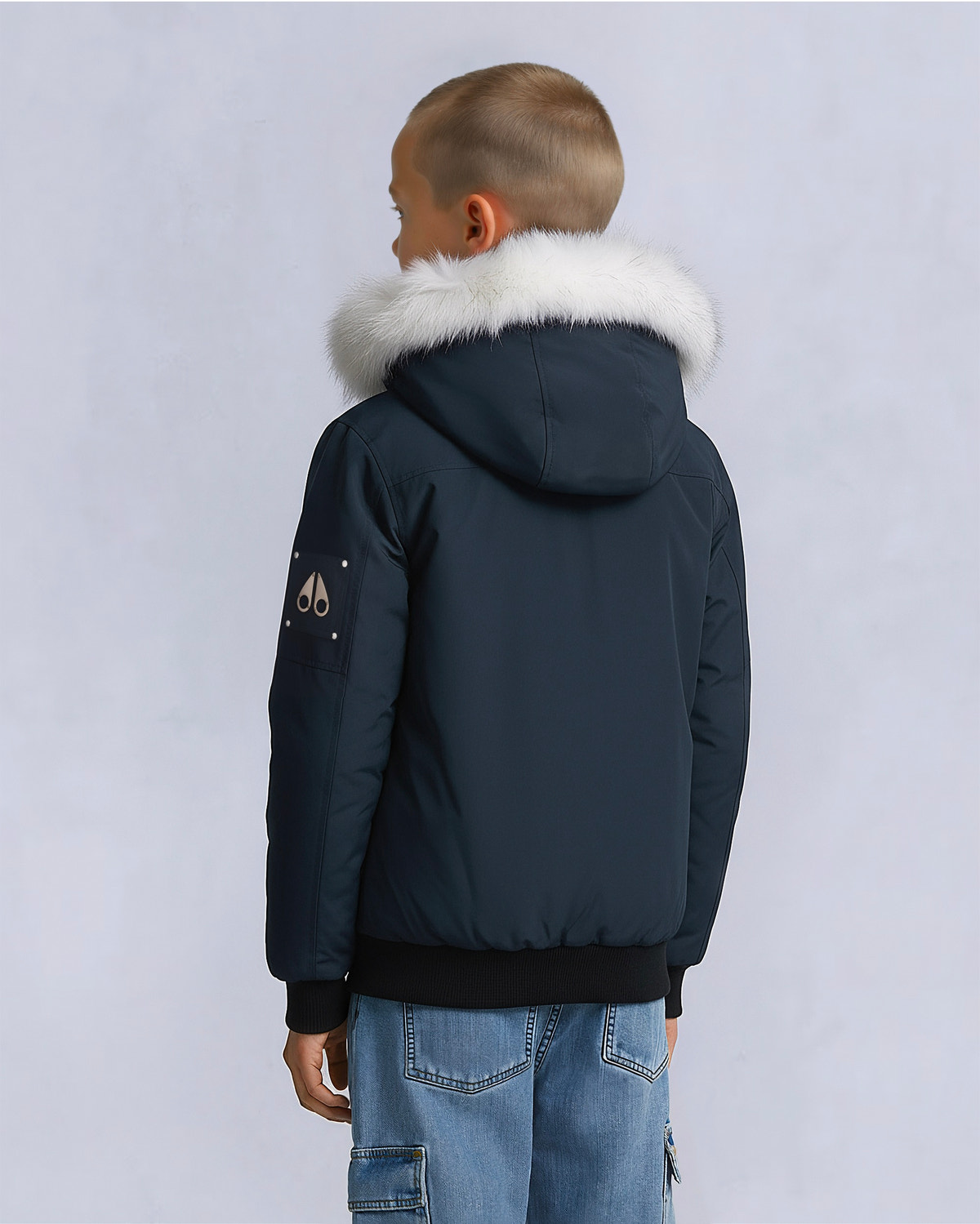 Moose Knuckles - M32UB035S - Kids Unisex Original Shearling Trim Bomber  - KIDS - Navy / Natural Shearling - Detail3