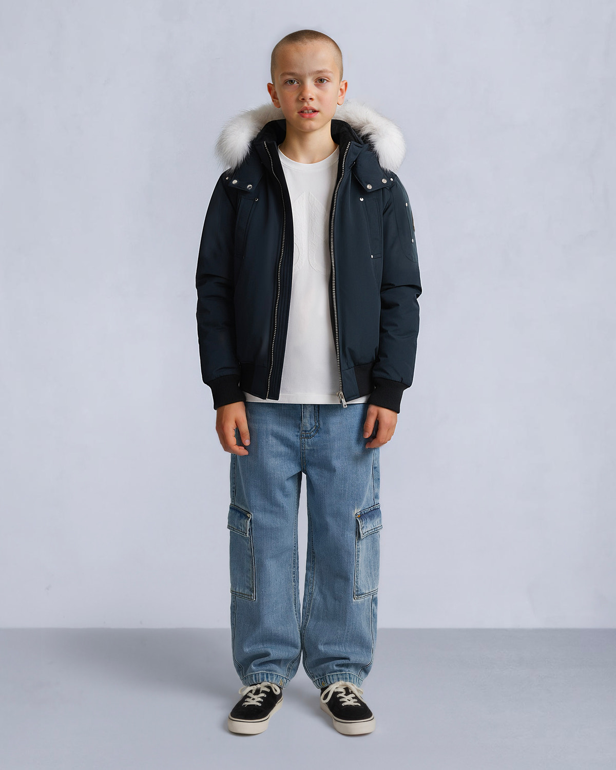 Moose Knuckles - M32UB035S - Kids Unisex Original Shearling Trim Bomber  - KIDS - Navy / Natural Shearling - Detail4