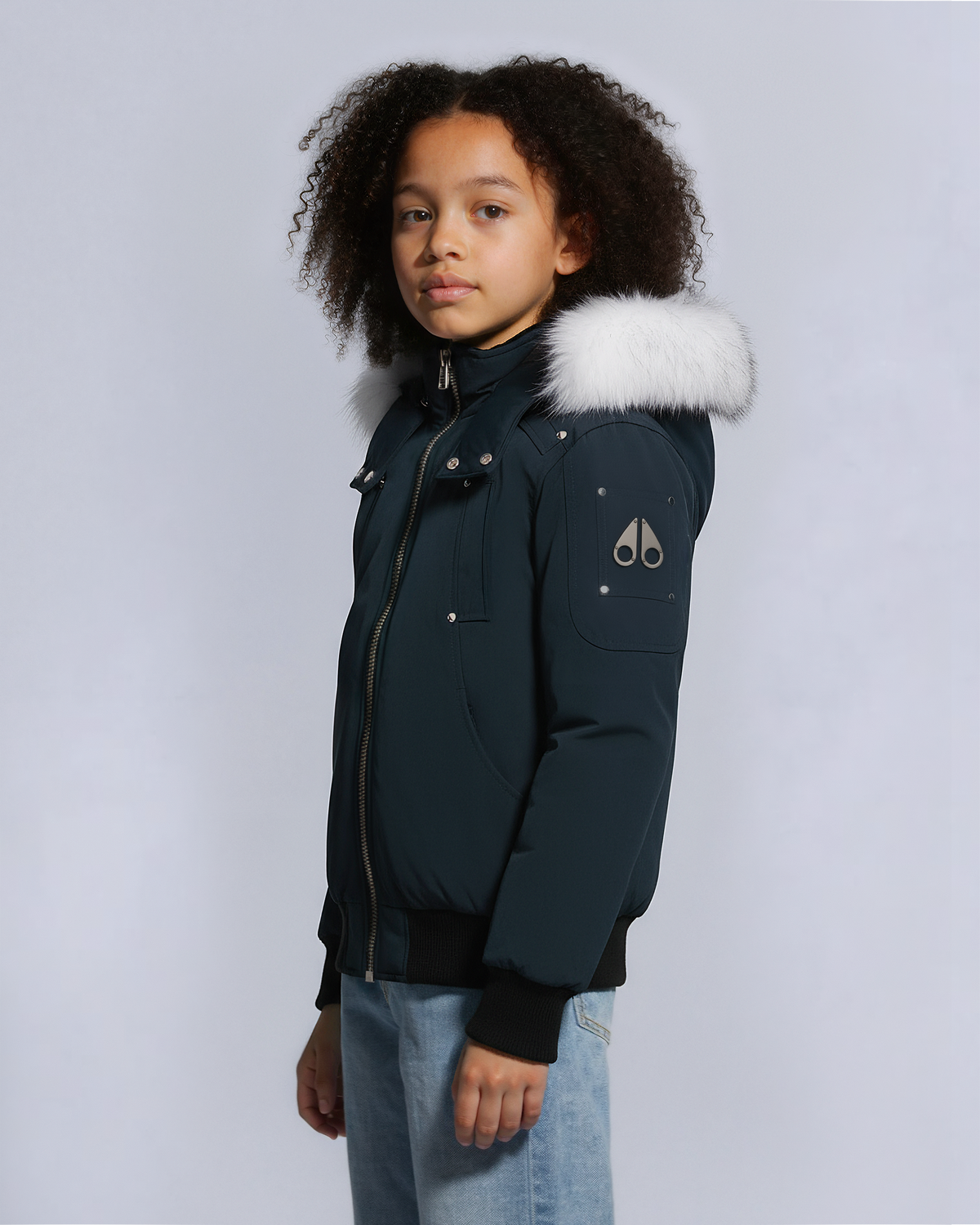 Moose Knuckles - M32UB035S - Kids Unisex Original Shearling Trim Bomber  - KIDS - Navy / Natural Shearling - Front