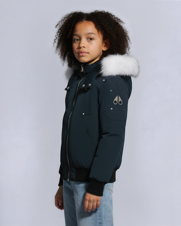 Moose Knuckles - M32UB035S - Kids Unisex Original Shearling Trim Bomber  - KIDS - Navy / Natural Shearling - Front