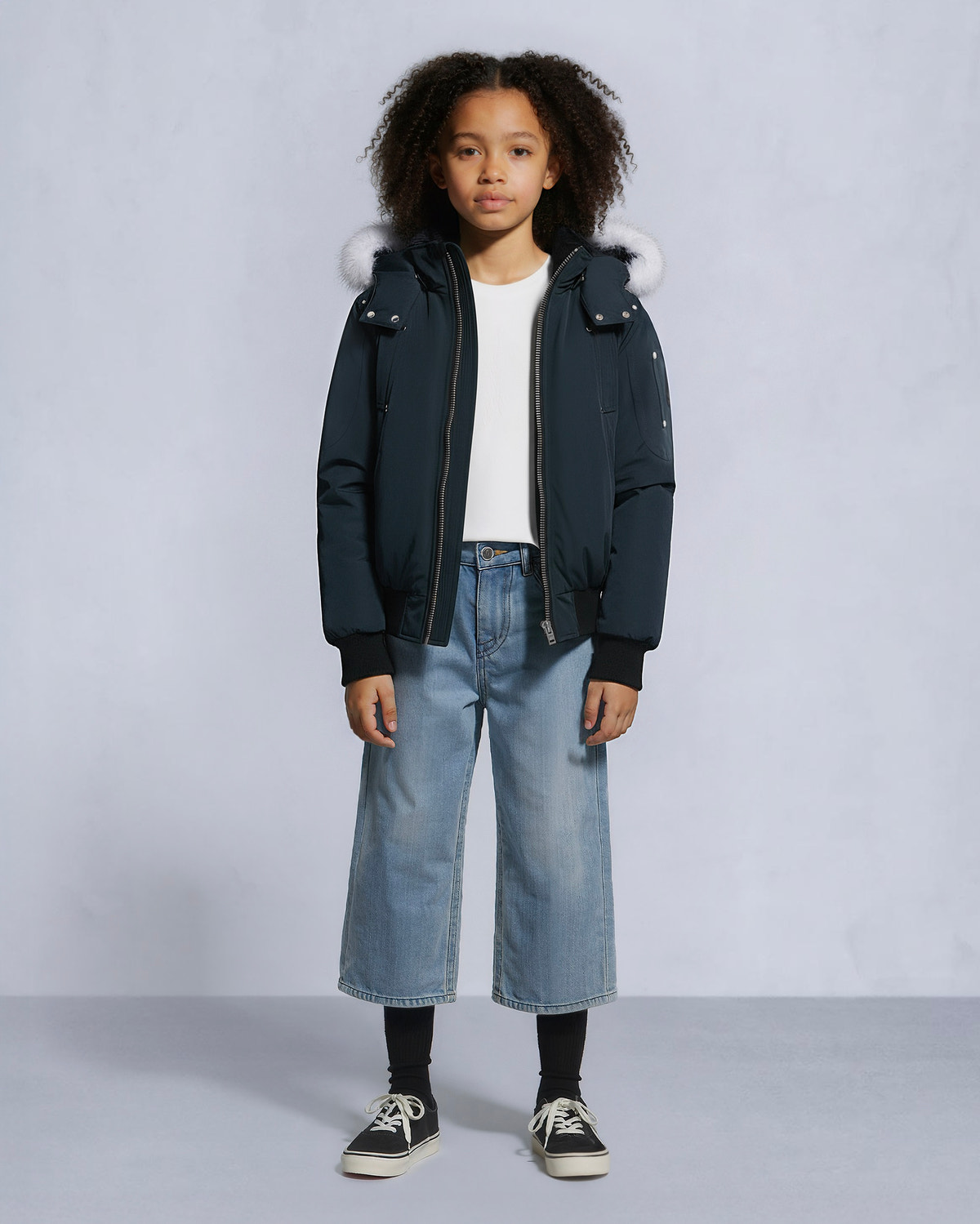 Moose Knuckles - M32UB035S - Kids Unisex Original Shearling Trim Bomber  - KIDS - Navy / Natural Shearling - Front Category