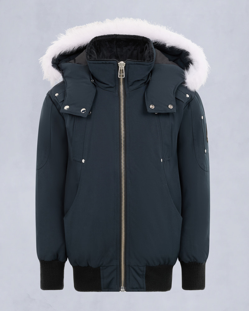 Moose Knuckles - M32UB035S - Kids Unisex Original Shearling Trim Bomber  - KIDS - Navy / Natural Shearling - GM