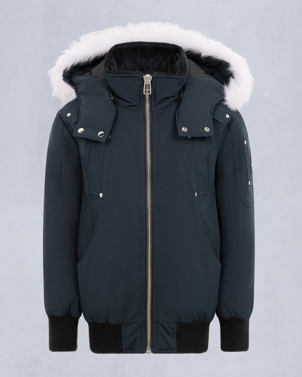 Moose Knuckles - M32UB035S - Kids Unisex Original Shearling Trim Bomber  - KIDS - Navy / Natural Shearling - GM