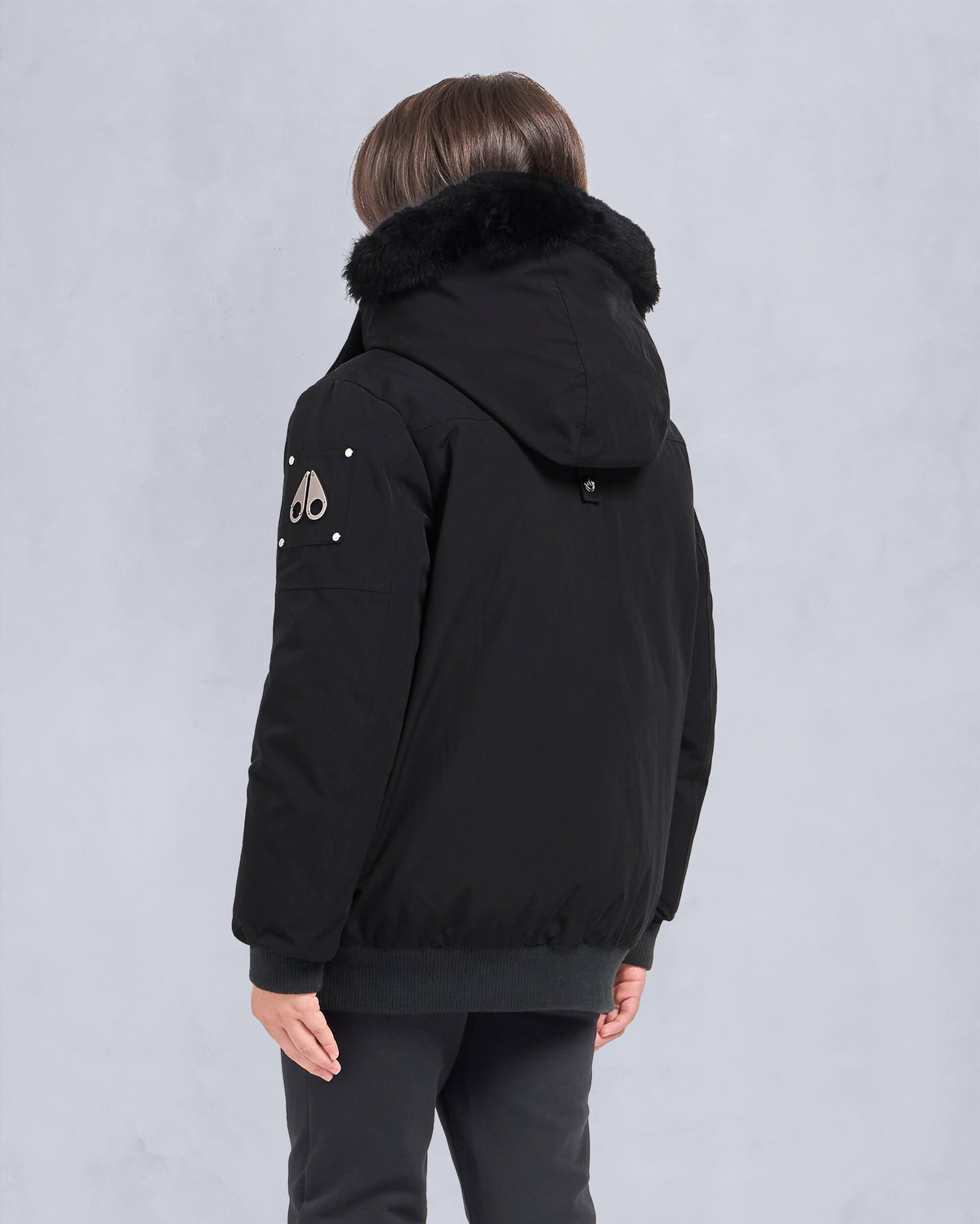 Moose Knuckles - M32UB035S - Unisex  Neoshear Unisex Bomber - KIDS - Black / Black Shearling - Back