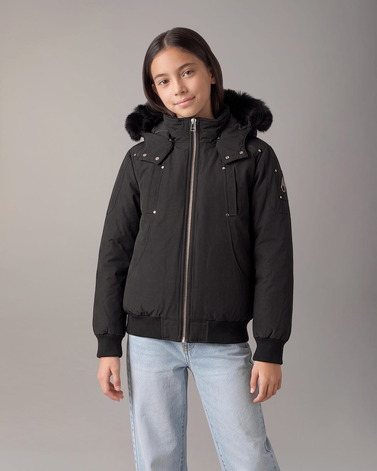 Moose Knuckles - M32UB035S - Kids Original Down Bomber Jacket - KIDS - Black / Black Shearling - Detail1