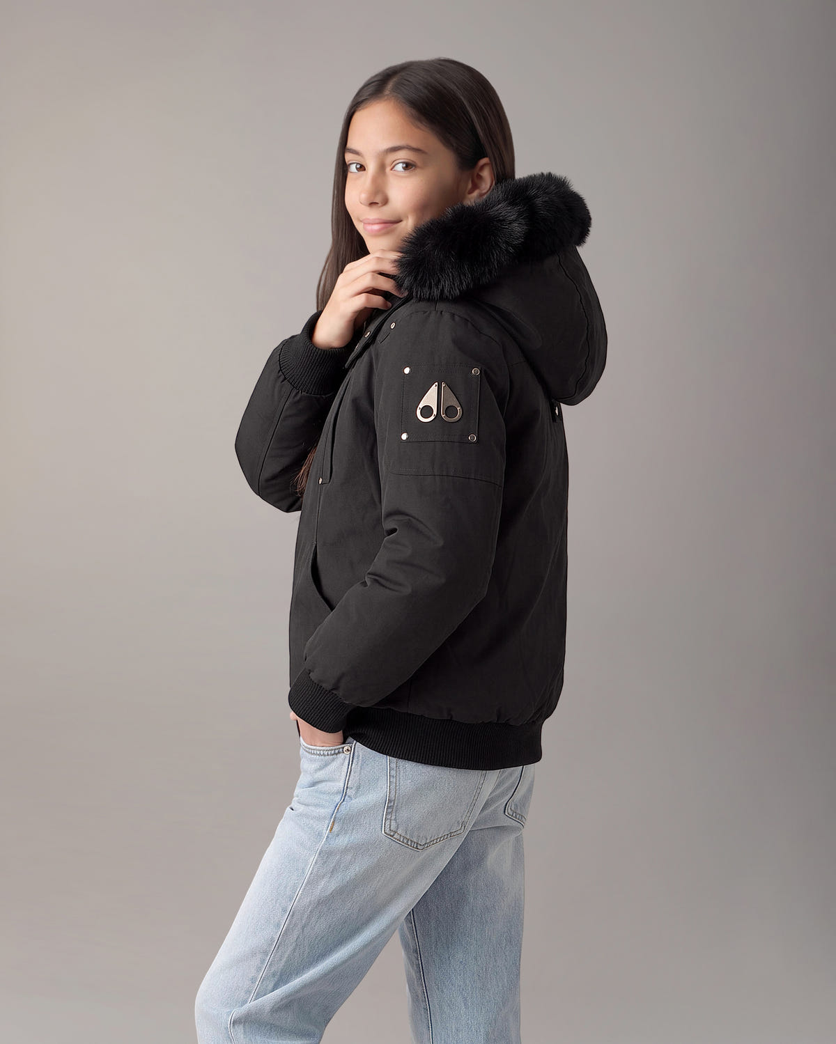Moose Knuckles - M32UB035S - Kids Original Down Bomber Jacket - KIDS - Black / Black Shearling - Detail2