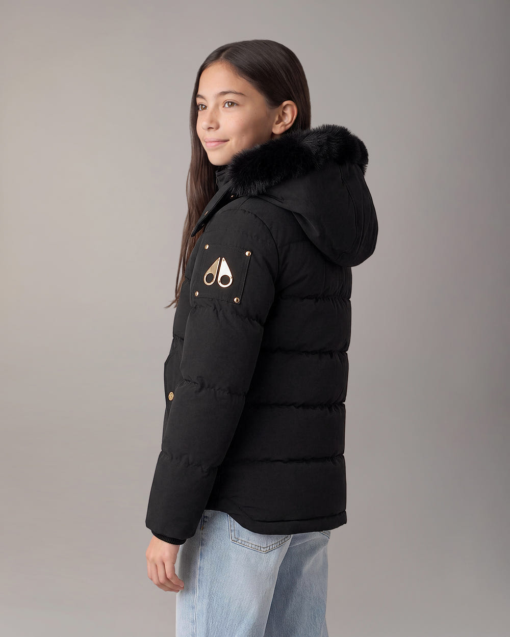 Moose Knuckles - M32UJ193GS - Kids Gold Series Original 3Q Down Jacket - KIDS - Black / Black Shearling - Detail2