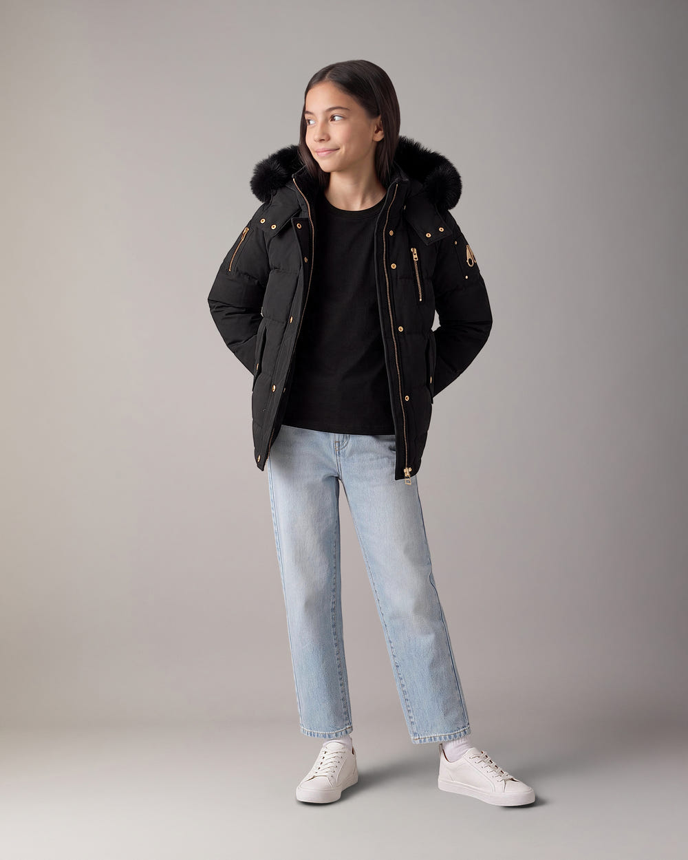 Moose Knuckles - M32UJ193GS - Kids Gold Series Original 3Q Down Jacket - KIDS - Black / Black Shearling - Detail5
