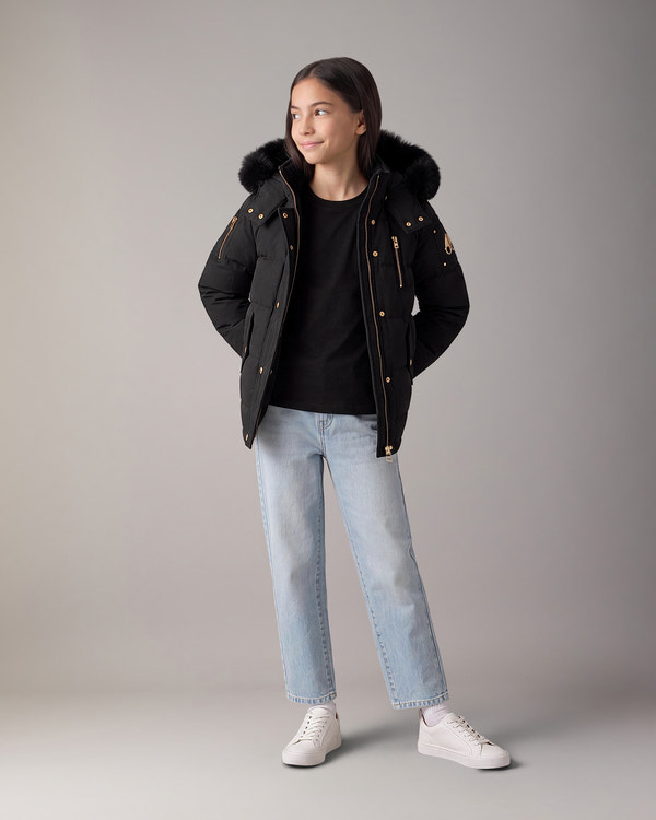 Moose Knuckles - M32UJ193GS - Kids Gold Series Original 3Q Down Jacket - KIDS - Black / Black Shearling - Detail5
