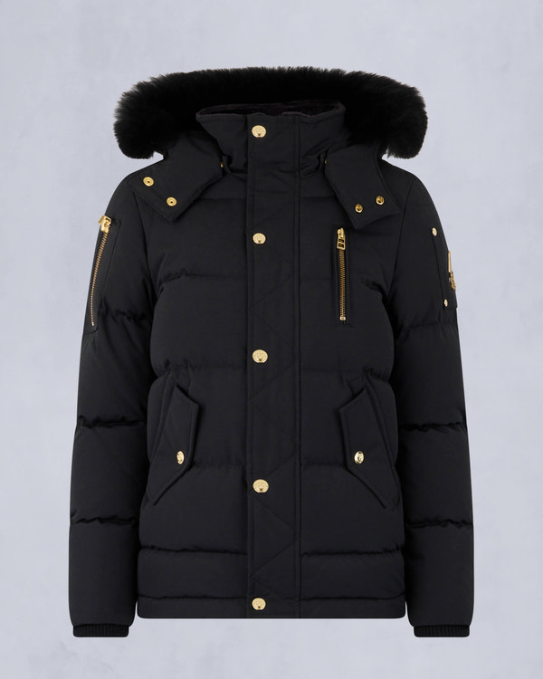 Moose Knuckles - M32UJ193GS - Kids Gold Series Unisex Shearling 3Q Jacket - KIDS - Black / Black Shearling - GM