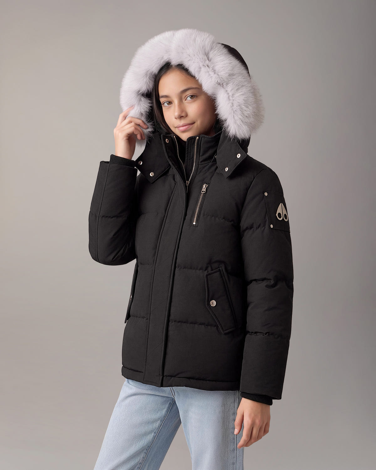 Moose Knuckles - M32UJ193S - Kids Original Down 3Q Jacket - KIDS - Black / Natural Shearling - Detail1