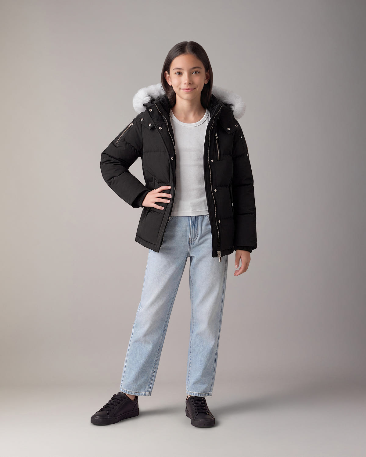 Moose Knuckles - M32UJ193S - Kids Original Down 3Q Jacket - KIDS - Black / Natural Shearling - Detail5