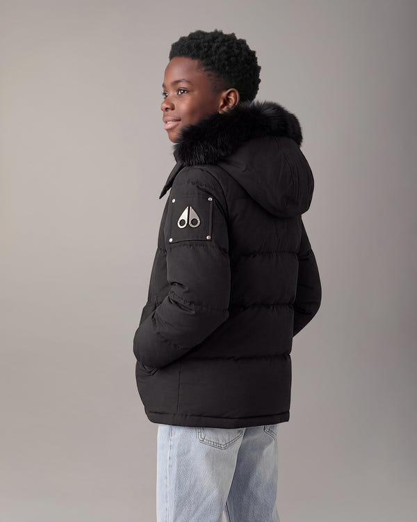 Moose Knuckles - M32UJ193S - Kids Original Down 3Q Jacket - KIDS - Black / Black Shearling - Back