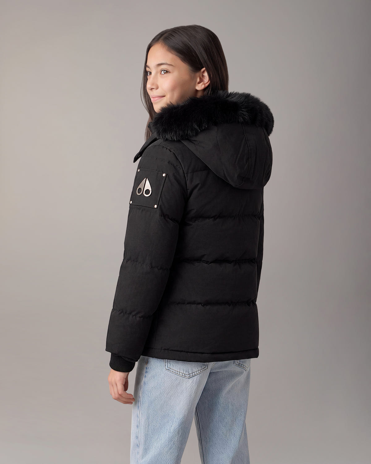 Moose Knuckles - M32UJ193S - Kids Original Down 3Q Jacket - KIDS - Black / Black Shearling - Detail2