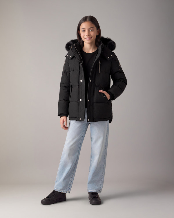 Moose Knuckles - M32UJ193S - Kids Original Down 3Q Jacket - KIDS - Black / Black Shearling - Detail5