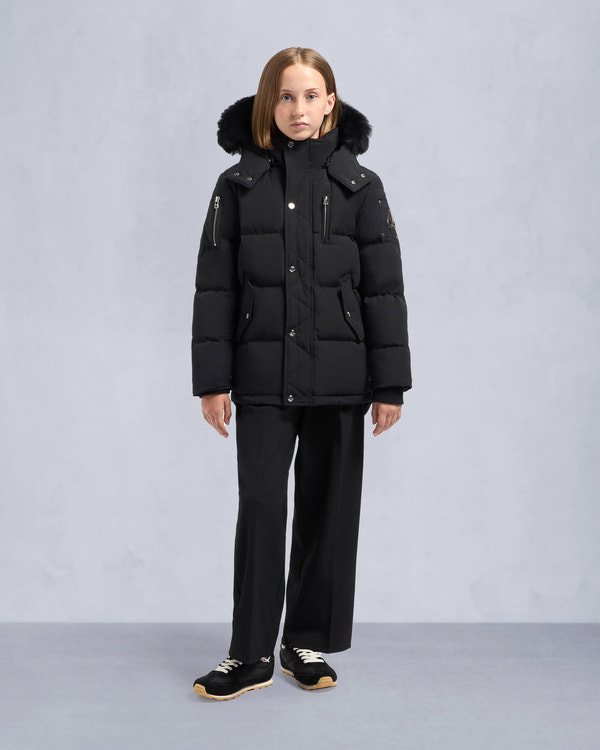 Moose Knuckles - M32UJ193S - Kids Unisex Original Shearling Trim 3Q Jacket - KIDS - Black / Black Shearling - Front Category