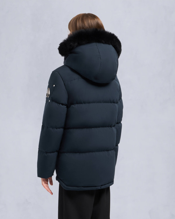Moose Knuckles - M32UJ193S - Kids Unisex Original Shearling 3Q Jacket - KIDS - Navy / Black Shearling - Back