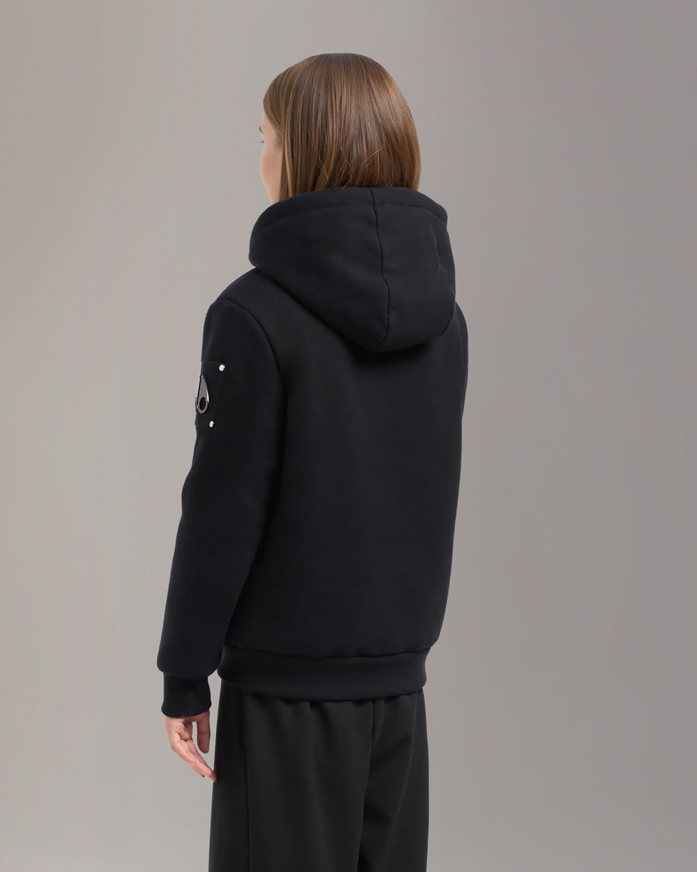 Moose Knuckles - M32US661 - Kids Classic Bunny Hoodie - KIDS - Black / White Faux Fur - Back